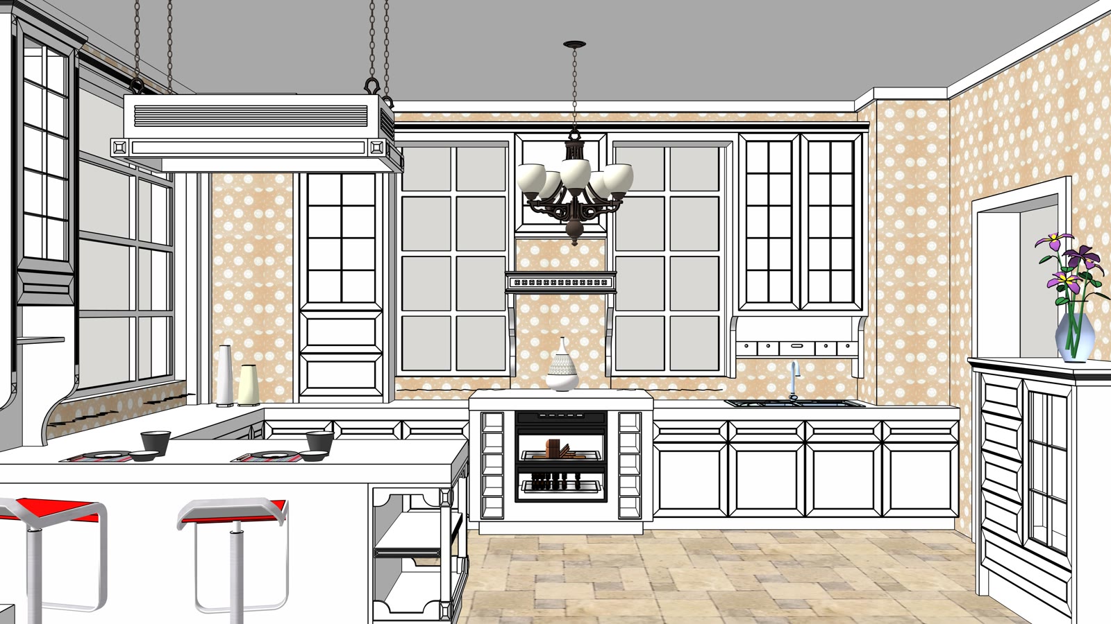 SketchUp model of a classic kitchen