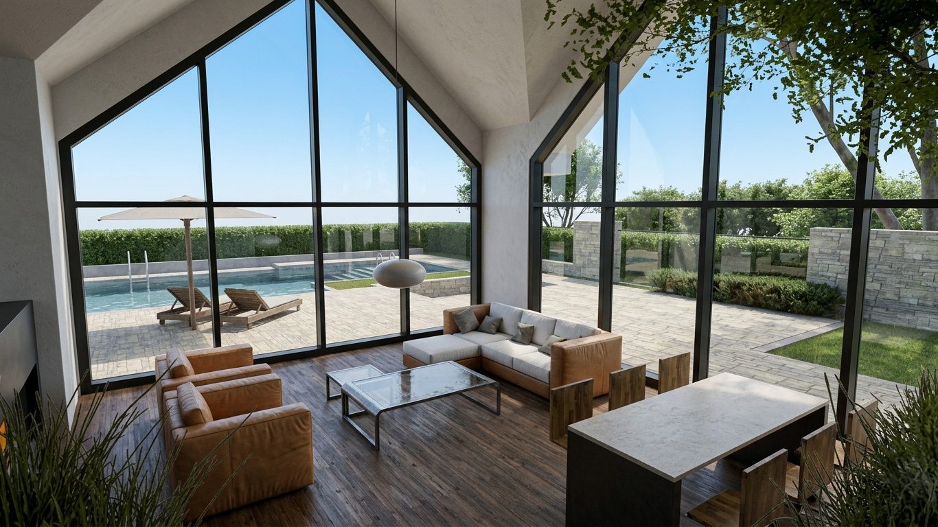 Photoreal render of the same view