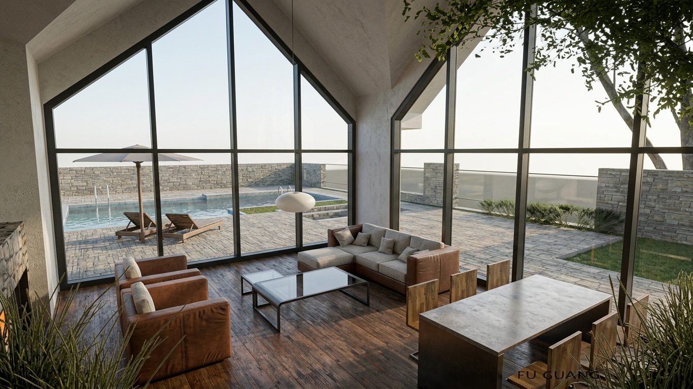 Photoreal render of the same view