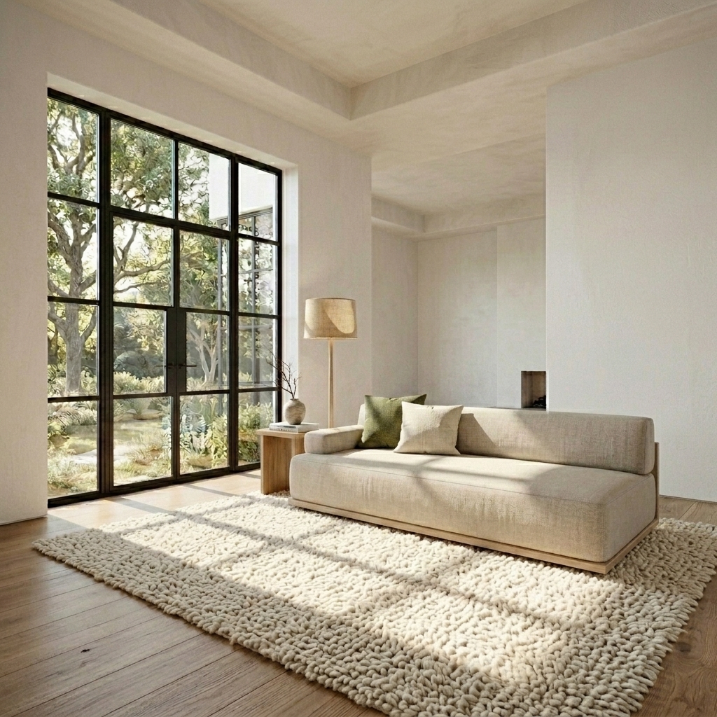 Japandi lounge interior render